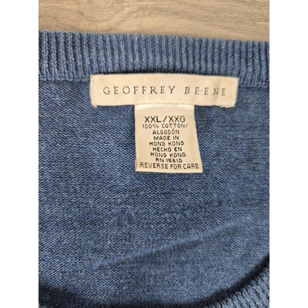 Geoffrey Beene Sweater Mens‎ XXL 2XL Blue Argyle Cotton Vintage Made Hong Kong - Picture 4 of 12